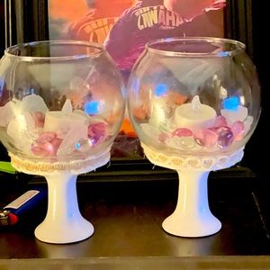 Two handmade candle holders